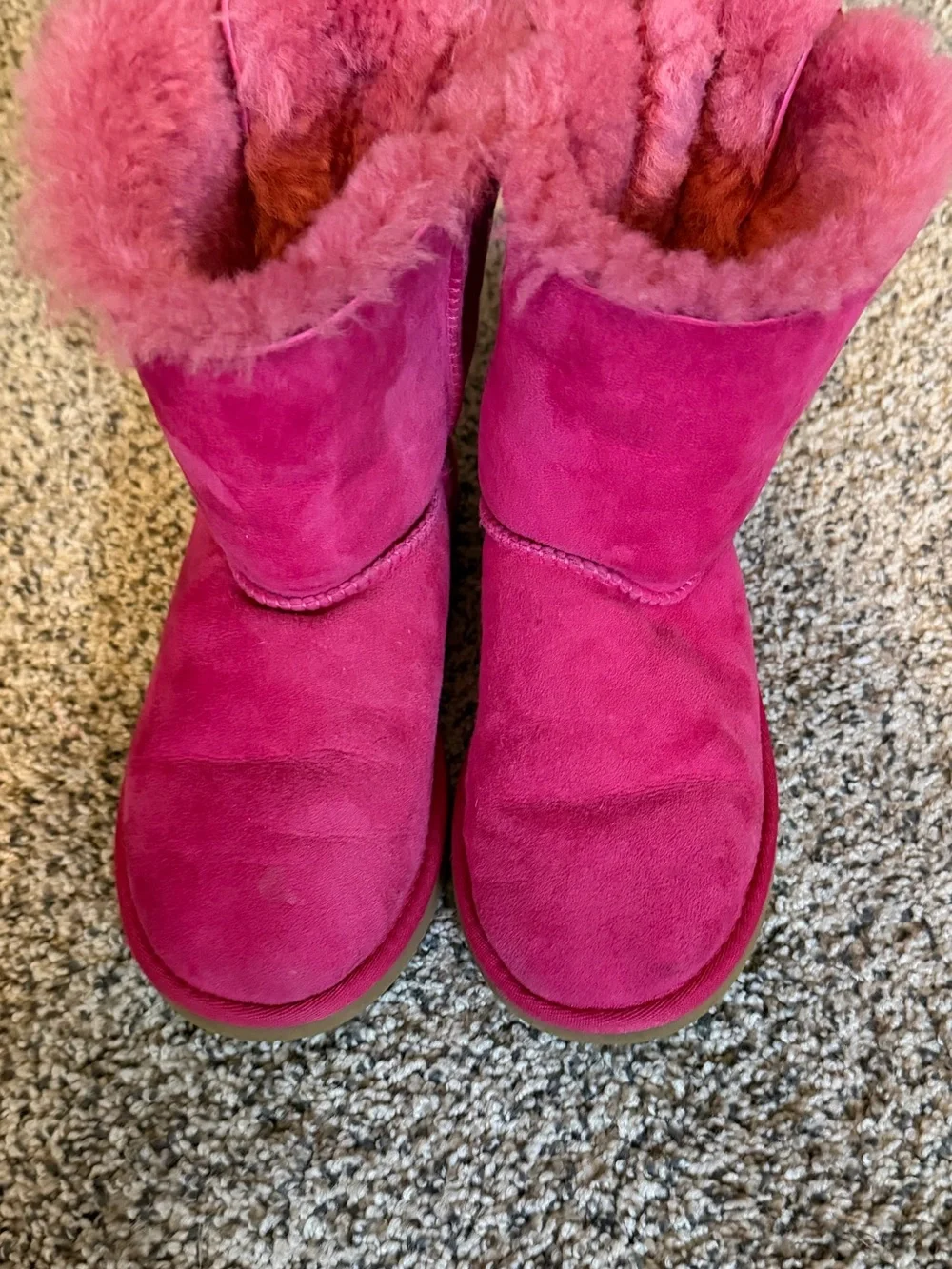 UGG Kids Hot Pink Suede Shearling Boots
